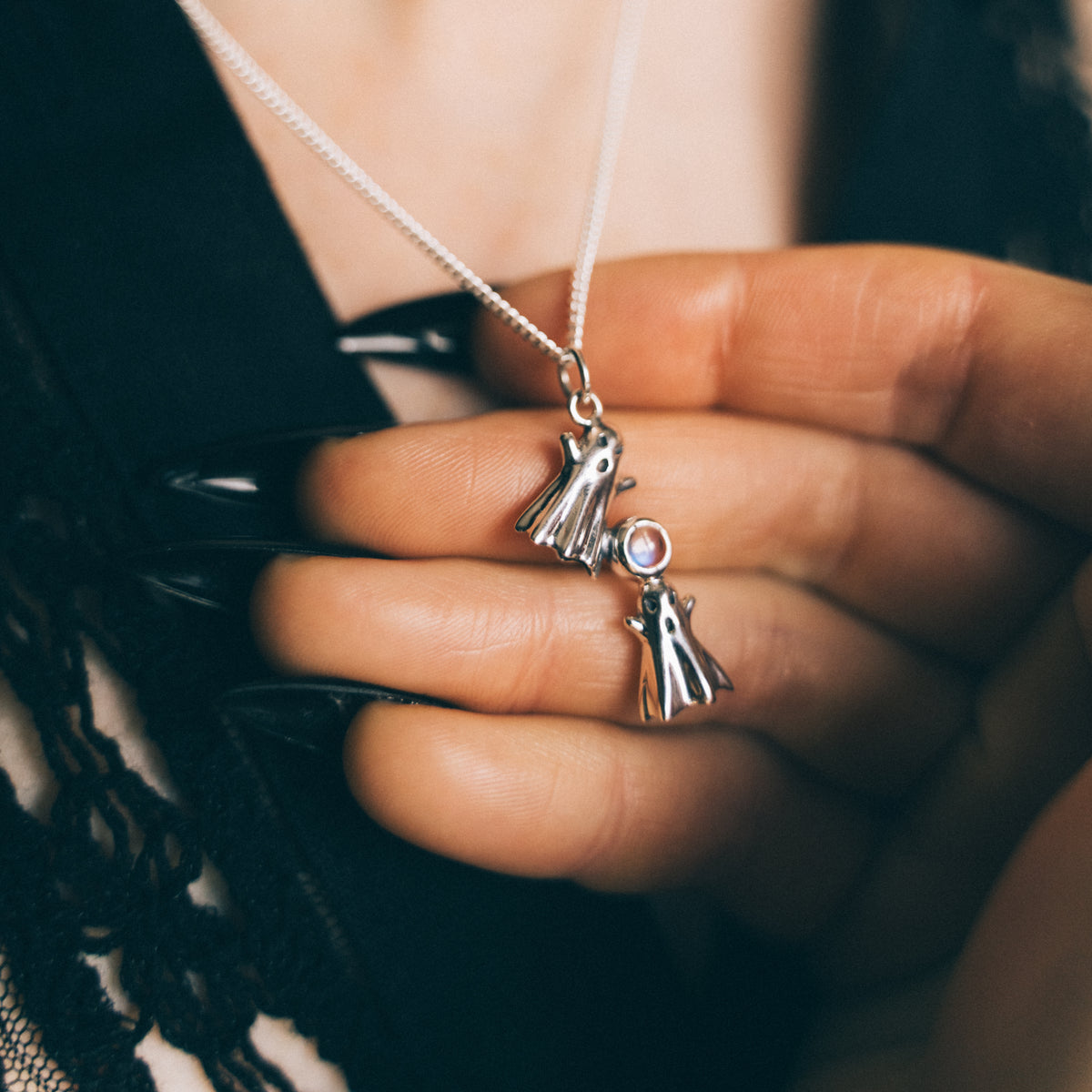 BOO! - Sterling Silver & Moonstone Necklace