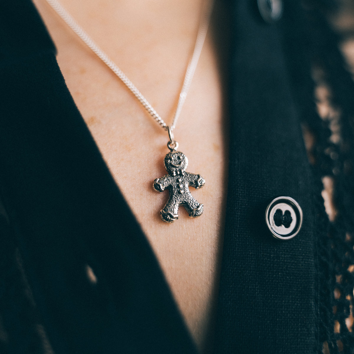 GINGERBREAD MAN - Sterling Silver Necklace