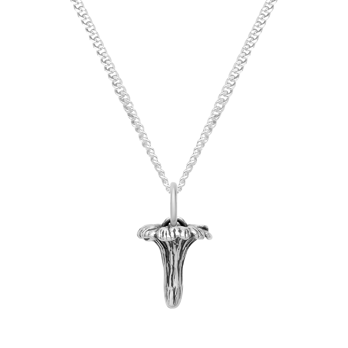Sterling silver chanterelle mushroom toadstool autumn nature necklace