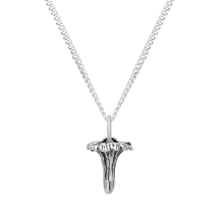 Sterling silver chanterelle mushroom toadstool autumn nature necklace