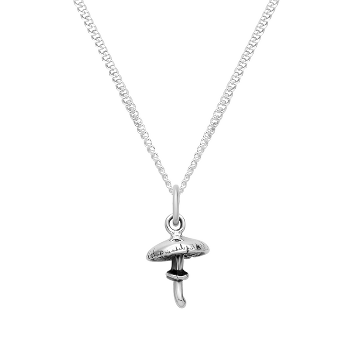 Sterling silver porcelain fungus toadstool mushroom nature necklace 
