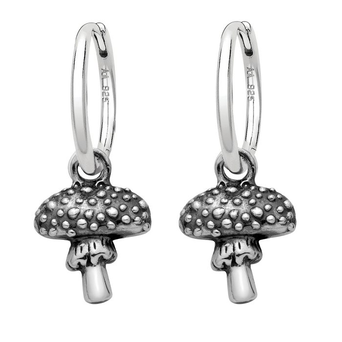 Sterling silver amantita toadstool mushroom nature earrings 