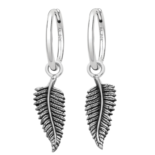 Sterling silver fern woodland leaf nature earrings jewellery