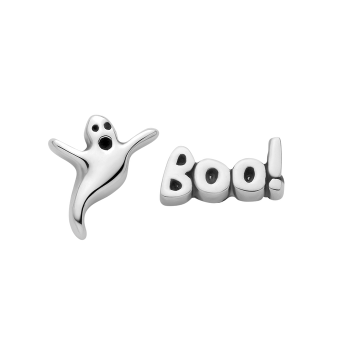 Sterling silver ghost Halloween spooky gothic stud earrings jewellery 