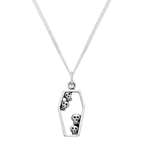Sterling silver skull coffin spooky Halloween necklace jewellery 