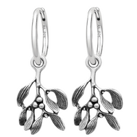 Sterling silver mistletoe earrings alternative Christmas jewellery