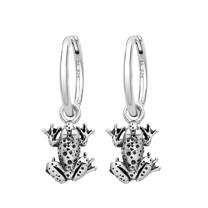 Sterling silver frog toad pond garden earrings 