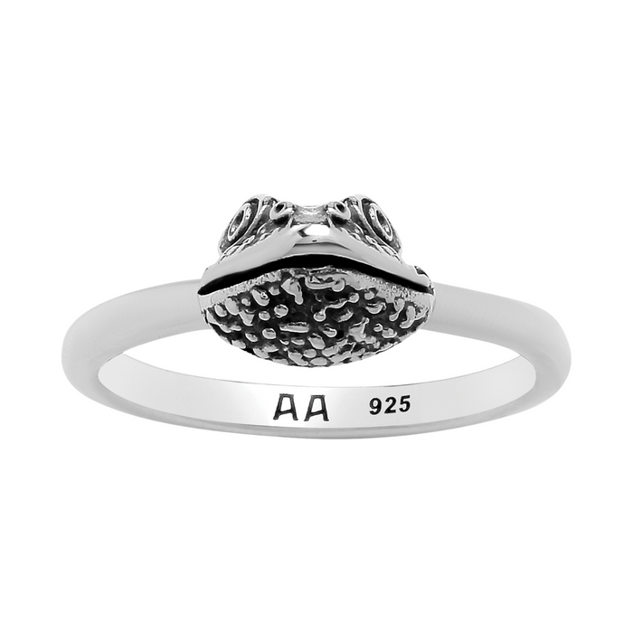 Sterling silver frog toad pond garden ring jewellery