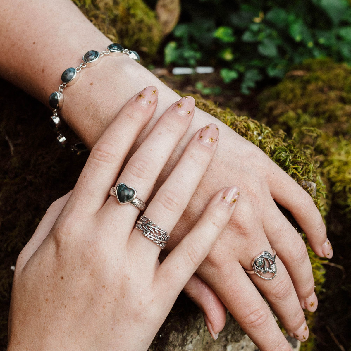 NATURE HAS MY HEART - Moss Agate & Sterling Silver Ring