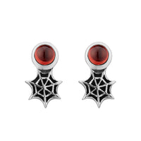 SPIDERELLA - Garnet & Sterling Silver Studs