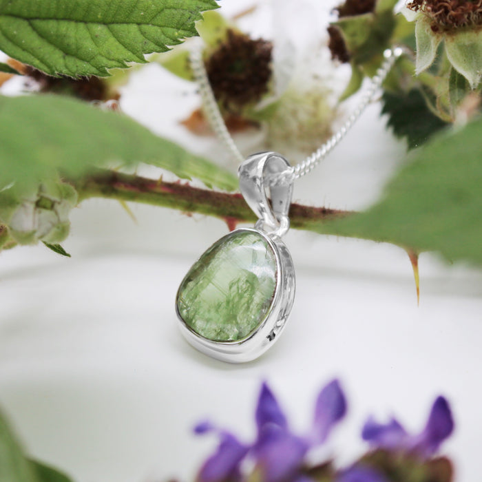 FOREST FERN - Sterling Silver & Green Kyanite Necklace