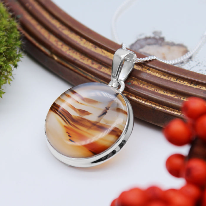 FALL - Sterling Silver & Montana Agate Necklace