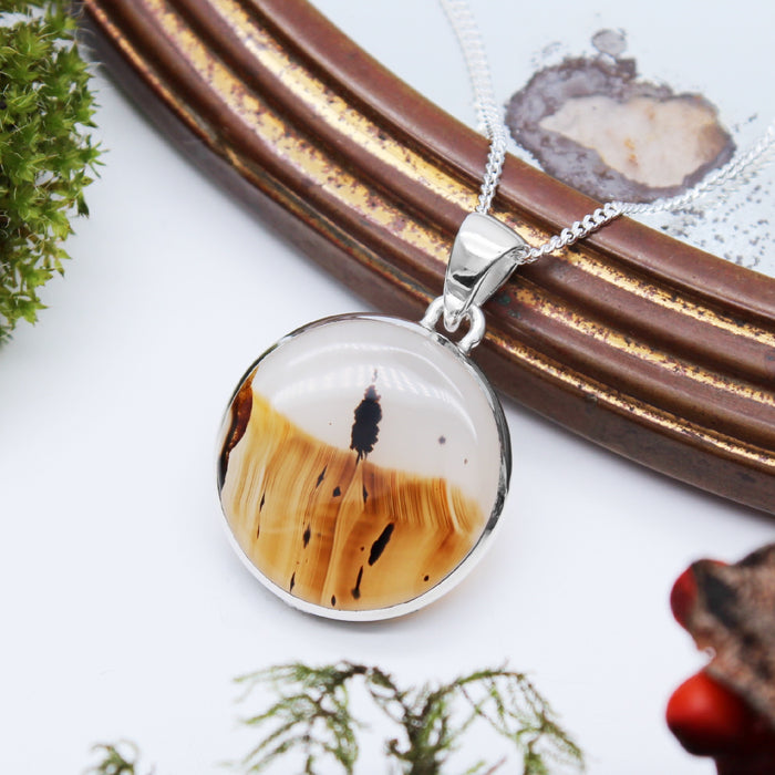 FALL - Sterling Silver & Montana Agate Necklace