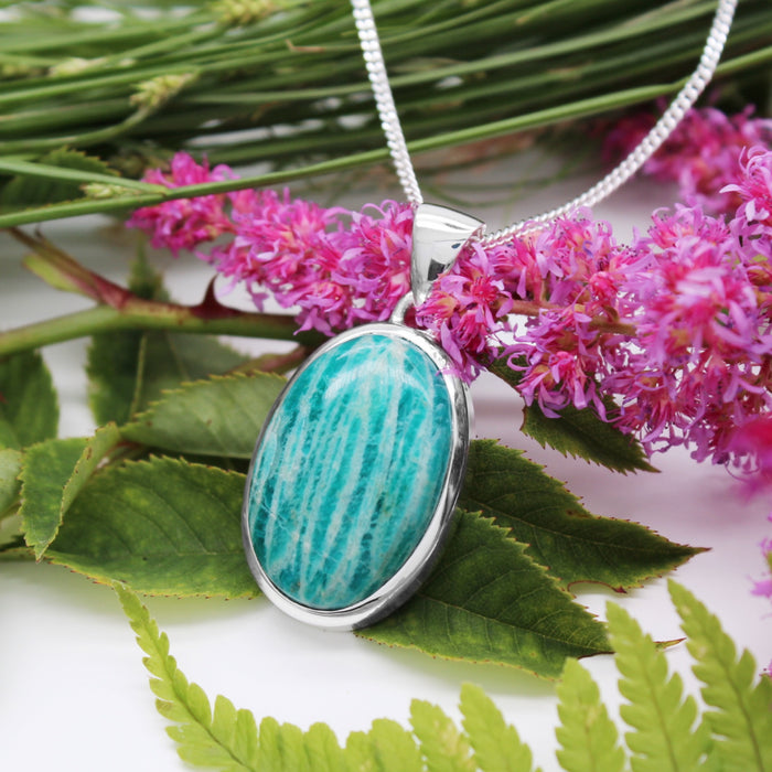 JUNE BEETLE - Sterling Silver & Amazonite Necklace
