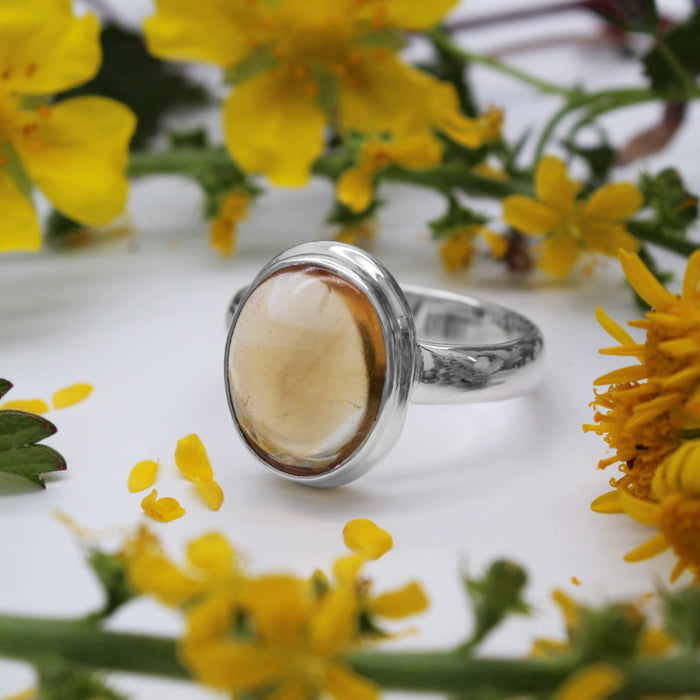 SUNFLOWER - Sterling Silver & Citrine Ring - US 9