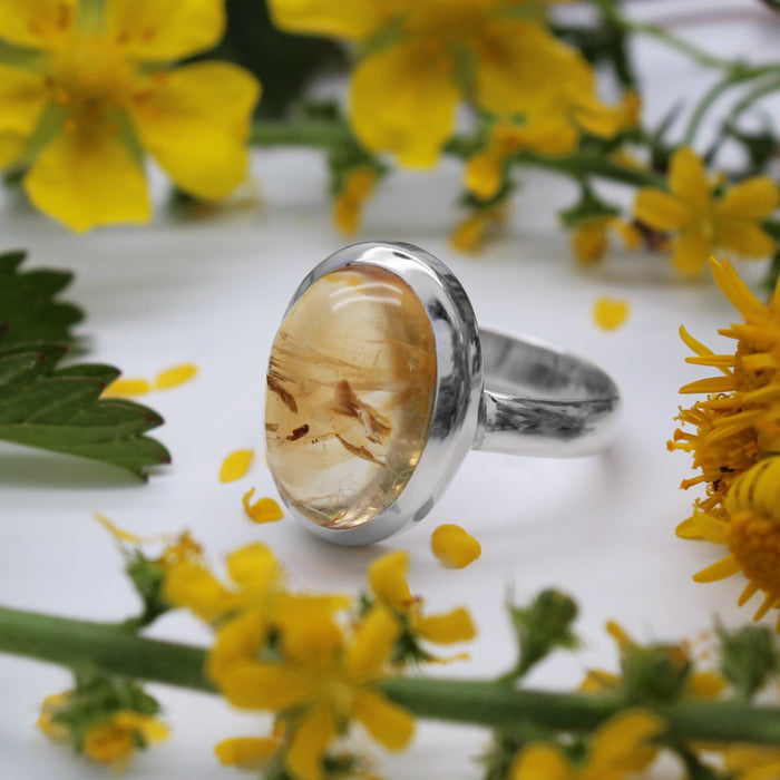 SUNFLOWER - Sterling Silver & Citrine Ring - US 8