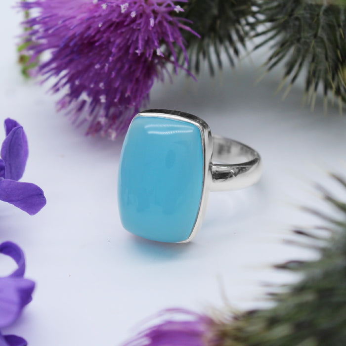 SUMMER STREAM - Sterling Silver & Blue Chalcedony Ring - US 7