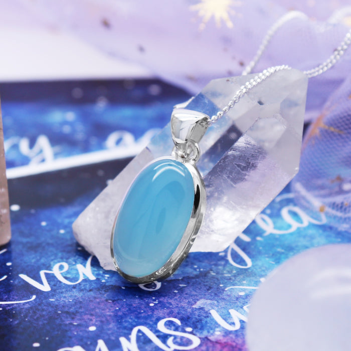 LAGOON - Sterling Silver & Blue Chalcedony Necklace