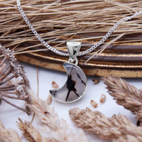 HARVEST MOON - Sterling Silver & Montana Agate Necklace