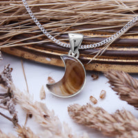 HARVEST MOON - Sterling Silver & Montana Agate Necklace