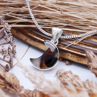 HARVEST MOON - Sterling Silver & Montana Agate Necklace