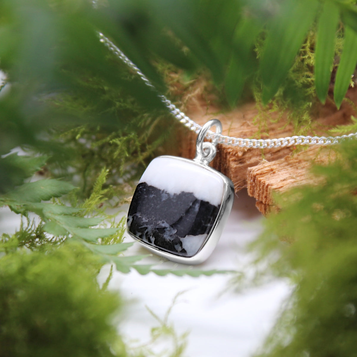 INKY CAP - Sterling Silver & Zebra Jasper Necklace