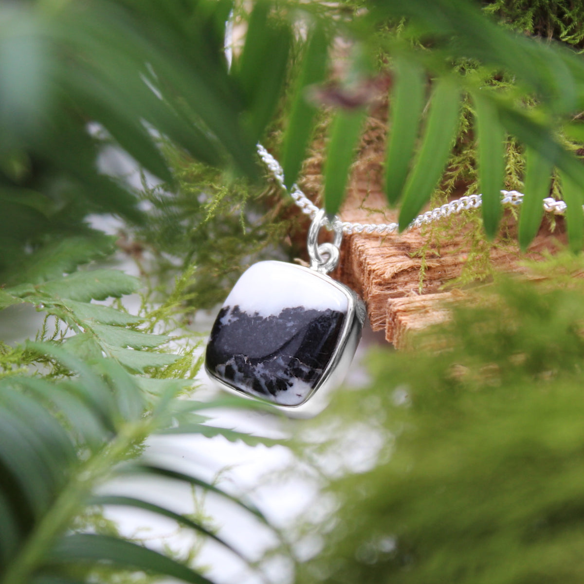 INKY CAP - Sterling Silver & Zebra Jasper Necklace