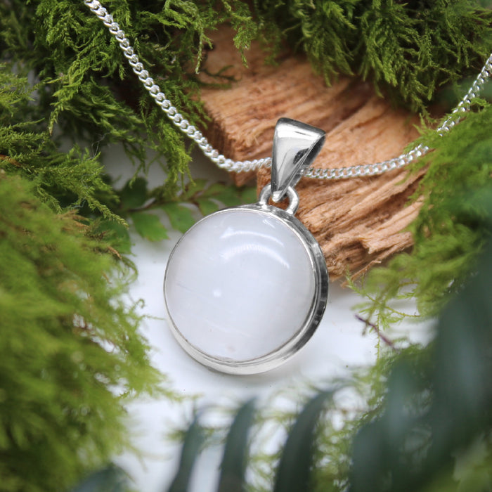 PORCELAIN FUNGUS - Sterling Silver & Selenite Necklace