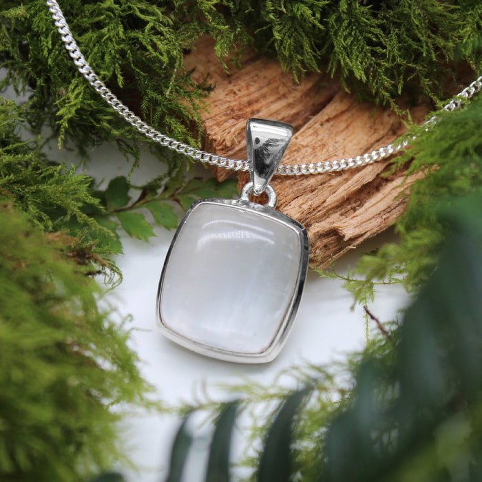 PORCELAIN FUNGUS - Sterling Silver & Selenite Necklace