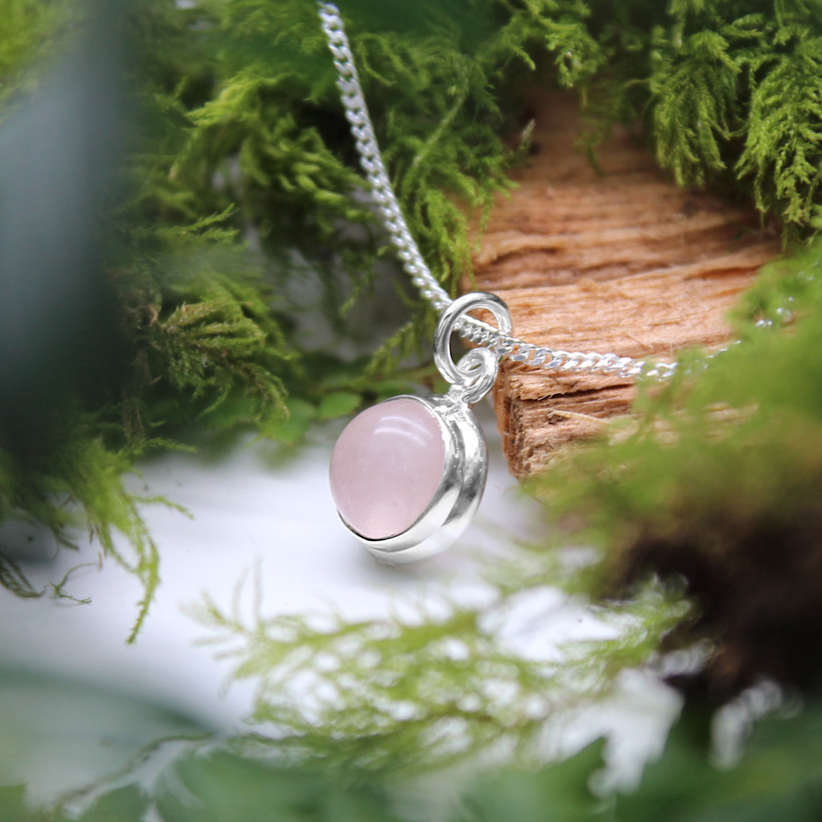 PINK WAX CAP - Sterling Silver & Rose Quartz Necklace