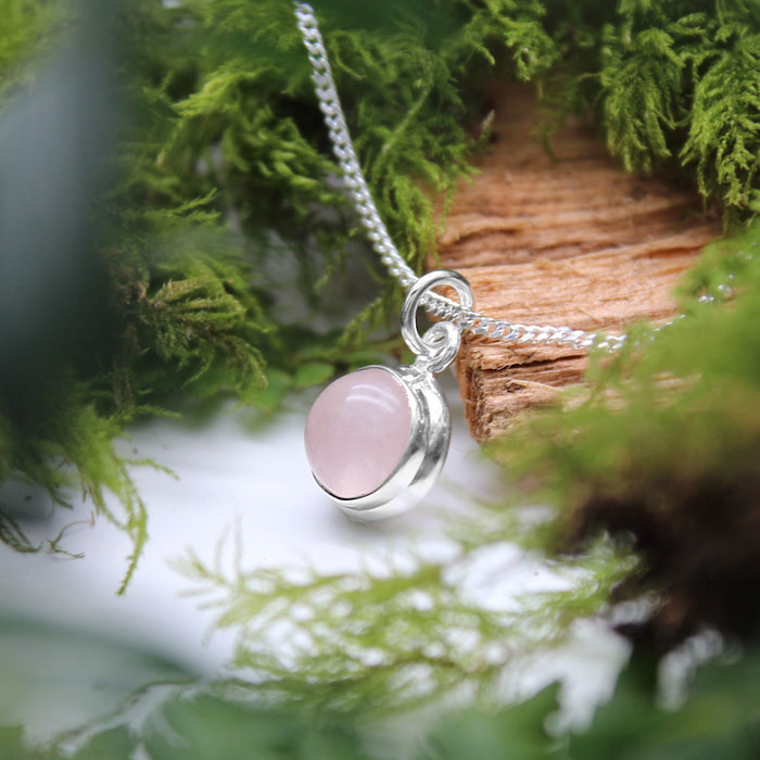PINK WAX CAP - Sterling Silver & Rose Quartz Necklace