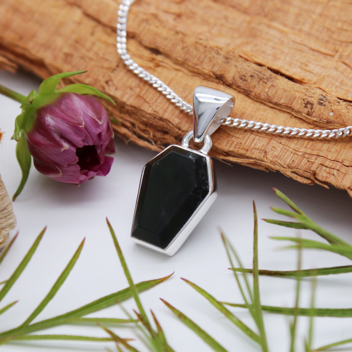 SERPENTINE - Sterling Silver Necklace SECONDS