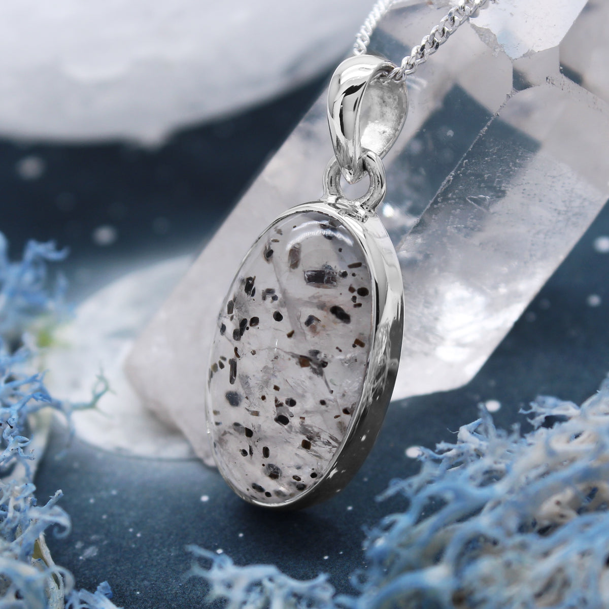 MILKY WAY - Sterling Silver & Sagenitic Quartz Necklace