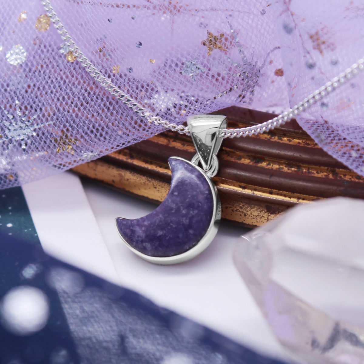 MYSTIC MOON - Sterling Silver & Purple Lepidolite Necklace