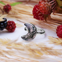 WOODLAND ECLIPSE - Sterling Silver & Moss Agate Ring - US 7