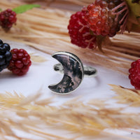WOODLAND ECLIPSE - Sterling Silver & Moss Agate Ring - US 5