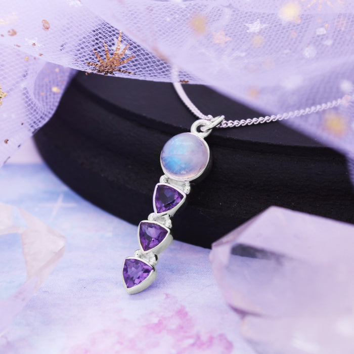 MOONCHILD - Sterling Silver, Moonstone & Amethyst Necklace