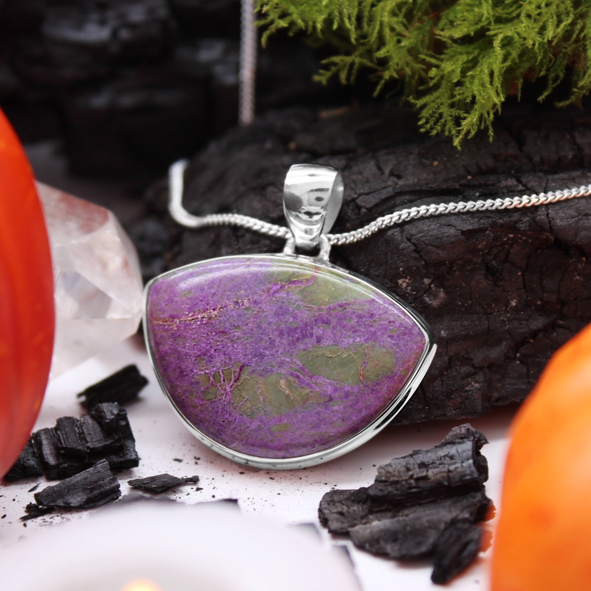 ELIXIR - Sterling Silver & Stichtite in Serpentine Necklace