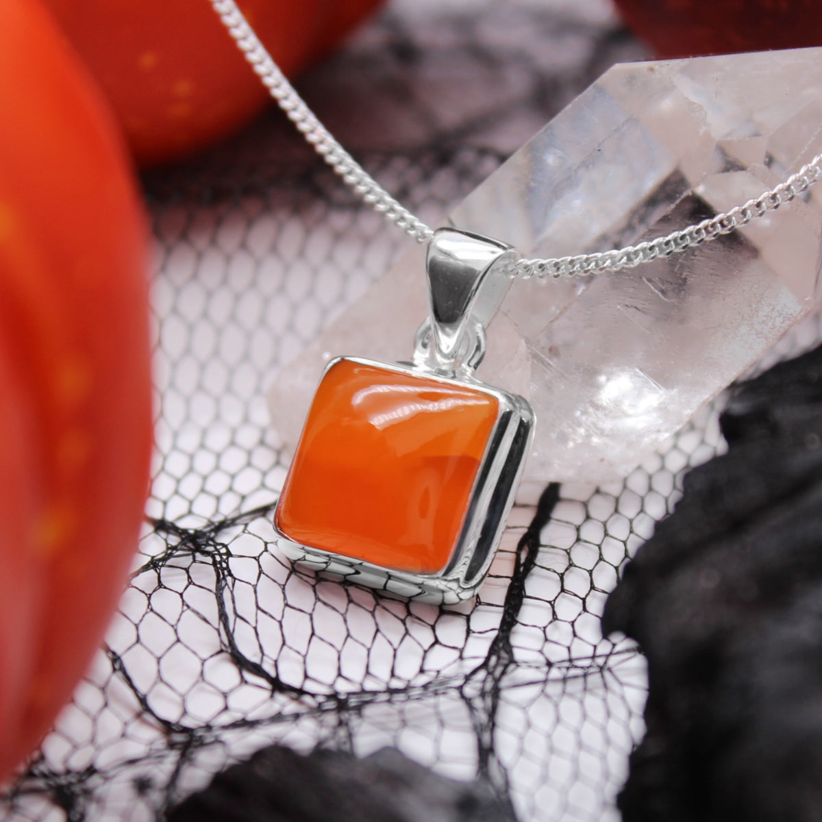 PUMPKIN PATCH - Sterling Silver & Carnelian Necklace