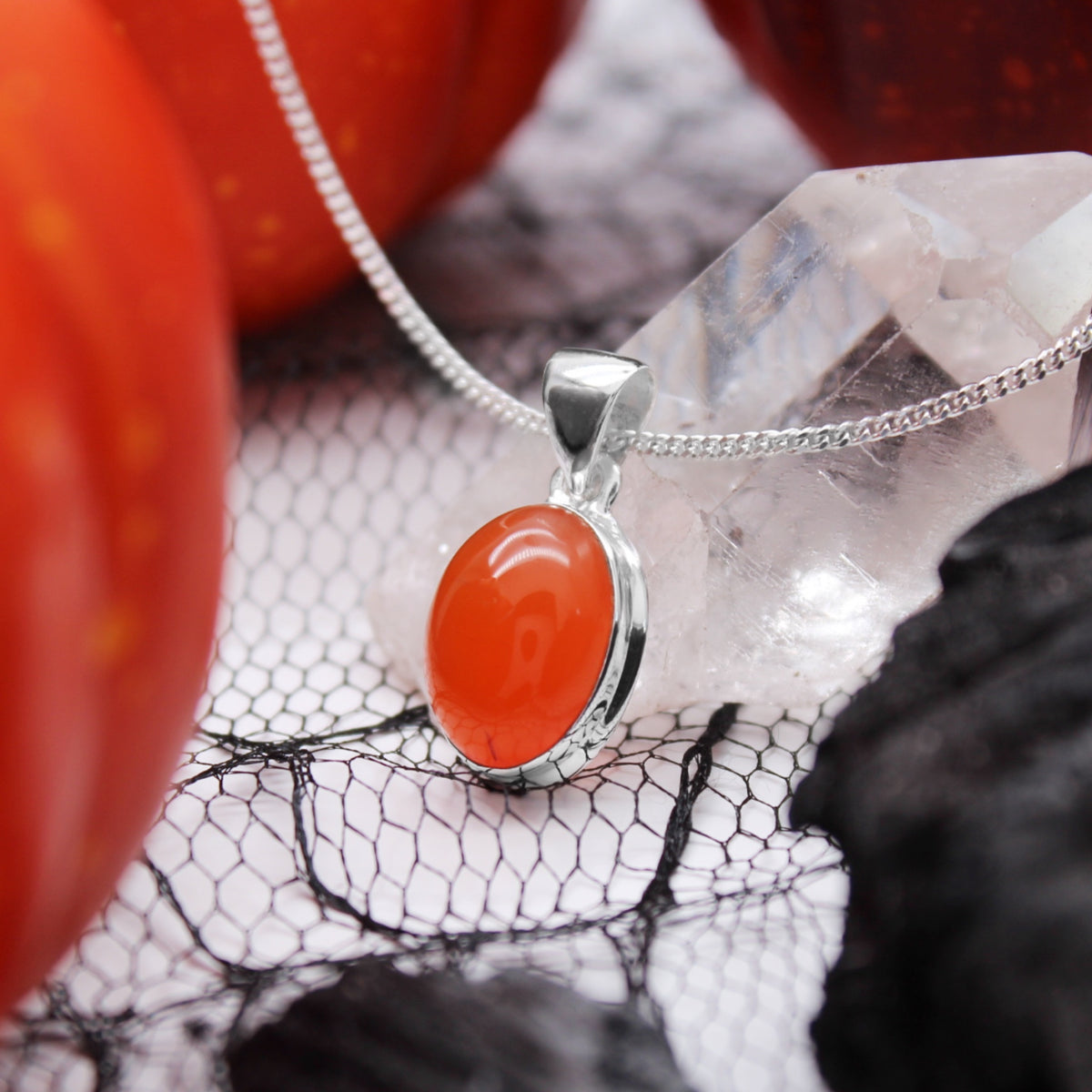 PUMPKIN PATCH - Sterling Silver & Carnelian Necklace