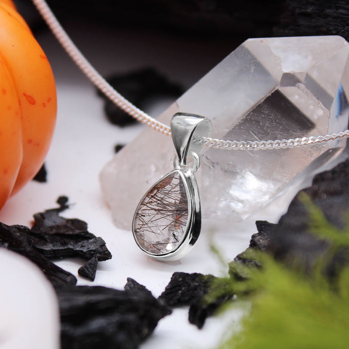 ORACLE - Sterling Silver & Black Rutilated Quartz Necklace
