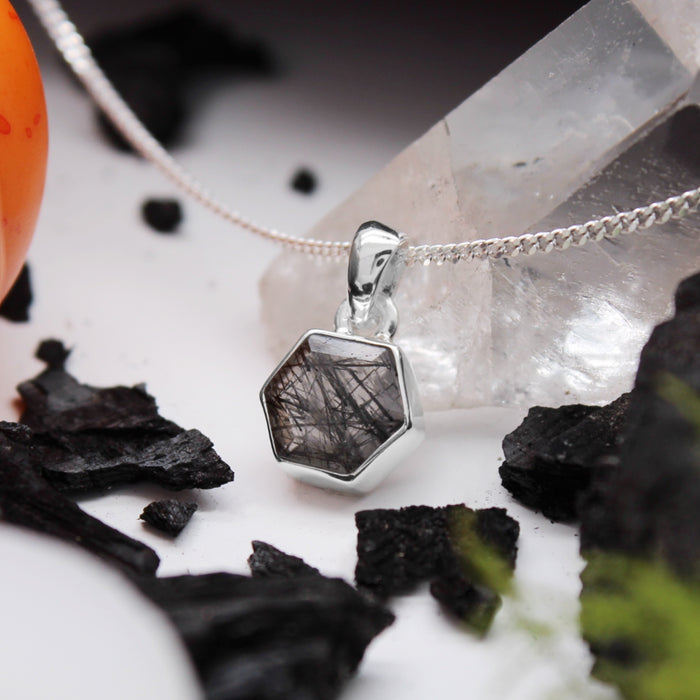 ORACLE - Sterling Silver & Black Rutilated Quartz Necklace