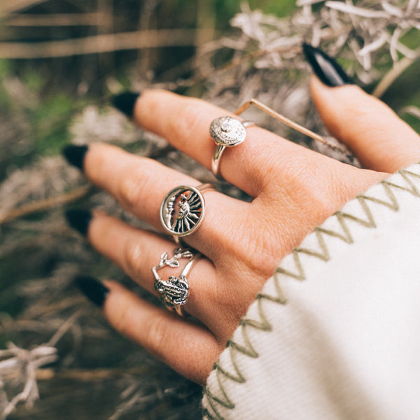 FOREST SECRETS - Moonstone & Sterling Silver Locket Ring