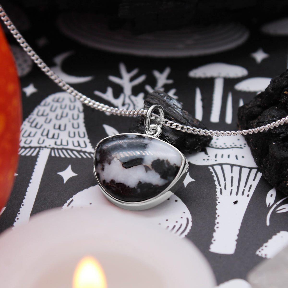 BEETLEJUICE - Sterling Silver & Zebra Jasper Necklace