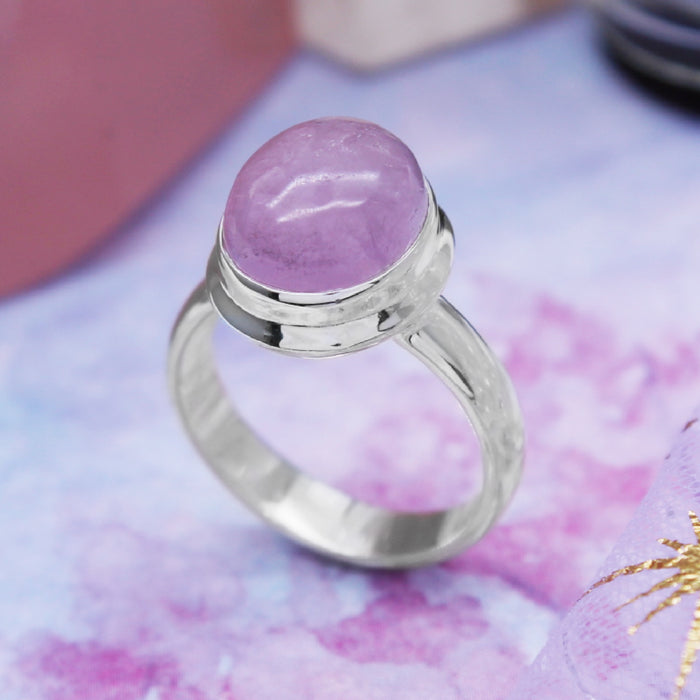 PEACE - Sterling Silver & Kunzite Ring - US 6