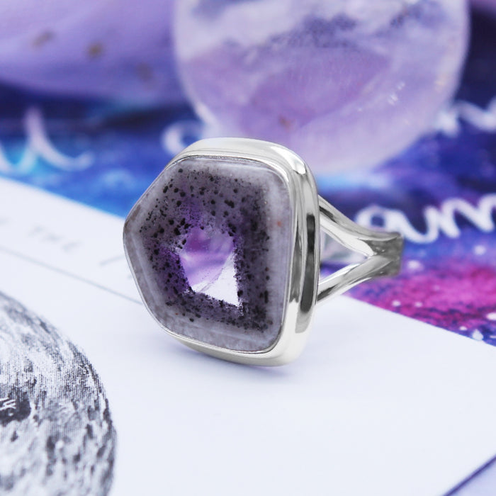 STARGAZER - Sterling Silver & Super Amethyst Ring - US 8