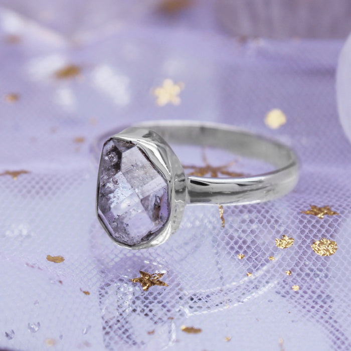 STAR DUST - Sterling Silver & Herkimer Diamond Ring - US 10