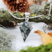 FOREST FOLLY - Sterling Silver & Moss Agate Necklace