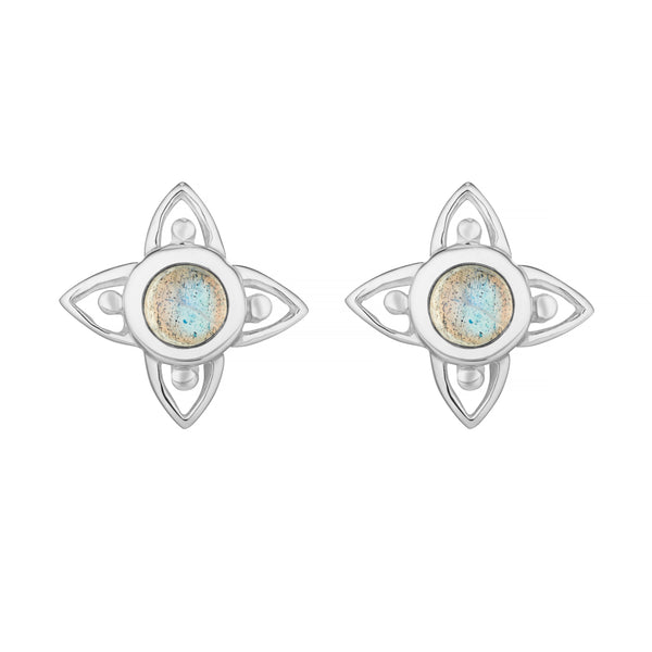 FLEUR - Sterling Silver & Labradorite Studs